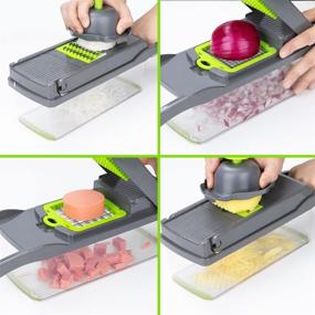 img 2 attached to 🥕 Enhanced Vegetable Slicer with Kitchen Mandoline, Veggie Cutter Grater, Chopper, Julienne Slicer, Cut-resistant Gloves, and Food Storage Container Tool