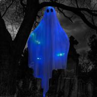 👻 47-inch hanging light-up ghost with spooky blue led light – best halloween decoration for front yard, patio, lawn, garden, party – indoor and outdoor use logo
