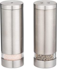 img 4 attached to 🧂 Stainless Steel Salt and Pepper Shakers, Grinders, and Mill Set - Salt Pepper Shakers, Grinder, and Mill Set, Salt and Pepper Grinder, Salt and Pepper Mill, Stainless Steel Salt and Pepper Shakers