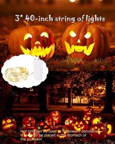 img 2 attached to 🎃Страшный набор для вырезания тыкв на Хэллоуин с 3 световыми гирляндами и 21-ой безопасной накладной набор внешней частью из нержавеющей стали - идеальный набор для украшения тыквы для детей и взрослых