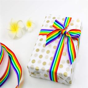 img 1 attached to 🌈 Colorful Crafting Delight: Teemico 55 Yards Double Face Rainbow Grosgrain Ribbons – Perfect for Gift Wrapping, Party Decor & DIY Handmade Crafts (1.5cm Wide)