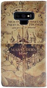 img 4 attached to YHB Marauder's Map Vintage Retro 🗺️ Pattern Leather Wallet Case for Galaxy Note 9