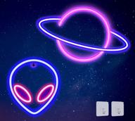 🪐 colorful alien planet neon signs: vibrant led lights for bedroom, living room, kids room – usb/battery powered décor логотип