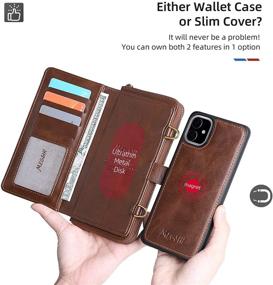 img 2 attached to 📱 Multi-functional iPhone 11 Wallet Case with Detachable Magnetic Card Holder & Lanyard, 13 Card Slots, PU Leather Flip Cover - Brown