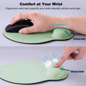 img 1 attached to 🐭 Light Green Ergonomic Mouse Pad with Wrist Support for Laptop, Small Gaming Mouse Pad - Memory Foam, Wireless Mouse Compatible, Relaxing Wrist Rest Mousepad (Light Green)