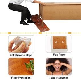 img 2 attached to 🪑 Protect Your Floors with 16PCS Transparent Square Chair Leg Wood Floor Protectors: Silicone Caps with Felt Pad for 1-1/4 to 1-3/8 Inch (3.0-3.5cm) Furniture Chair Legs