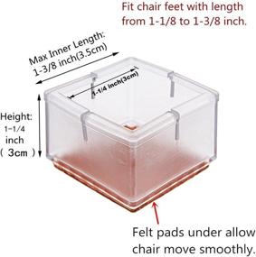 img 3 attached to 🪑 Protect Your Floors with 16PCS Transparent Square Chair Leg Wood Floor Protectors: Silicone Caps with Felt Pad for 1-1/4 to 1-3/8 Inch (3.0-3.5cm) Furniture Chair Legs