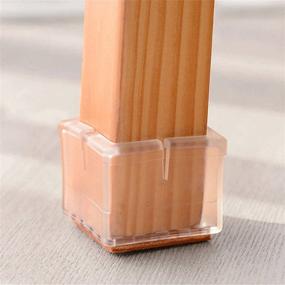 img 1 attached to 🪑 Protect Your Floors with 16PCS Transparent Square Chair Leg Wood Floor Protectors: Silicone Caps with Felt Pad for 1-1/4 to 1-3/8 Inch (3.0-3.5cm) Furniture Chair Legs