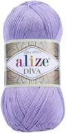 🧶 premium 100% microfiber acrylic alize diva silk effect knitting yarn lot - 4 ball skeins, lavander color - 400g/1532yds logo