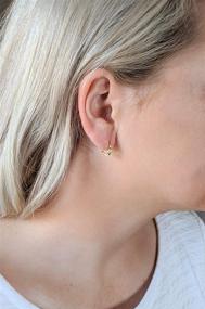 img 3 attached to 👂 Hypoallergenic Small Twist Hoop Earrings in 18K Plating Sterling Silver - Simple Everyday Ear Huggies - Ideal Tiny Hoops for Second Hole - Perfect Earring Gift for Her