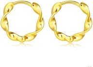 👂 hypoallergenic small twist hoop earrings in 18k plating sterling silver - simple everyday ear huggies - ideal tiny hoops for second hole - perfect earring gift for her logo