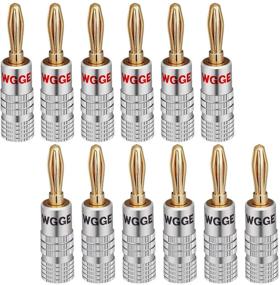 img 4 attached to 🍌 WGGE WG-009 Banana Plugs Audio Jack Connector - Pack of 12, 24k Gold Dual Screw Lock Speaker Connectors for Speaker Wire, Wall Plate, Home Theater, Audio/Video Receiver and Sound Systems