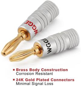 img 3 attached to 🍌 WGGE WG-009 Banana Plugs Audio Jack Connector - Pack of 12, 24k Gold Dual Screw Lock Speaker Connectors for Speaker Wire, Wall Plate, Home Theater, Audio/Video Receiver and Sound Systems