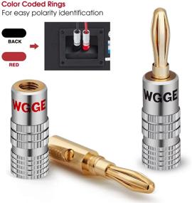 img 1 attached to 🍌 WGGE WG-009 Banana Plugs Audio Jack Connector - Pack of 12, 24k Gold Dual Screw Lock Speaker Connectors for Speaker Wire, Wall Plate, Home Theater, Audio/Video Receiver and Sound Systems