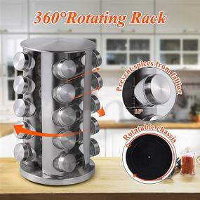 img 2 attached to 🌶️ DOUBLE2C Countertop Spice Rack Organizer - Revolving Stainless Steel Seasoning Storage with 20 Jars for Kitchen Organization