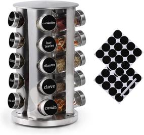 img 4 attached to 🌶️ DOUBLE2C Countertop Spice Rack Organizer - Revolving Stainless Steel Seasoning Storage with 20 Jars for Kitchen Organization