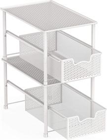 img 2 attached to 🗄️ White Stackable Sliding Basket Organizer Drawer for Under Sink Cabinet - Simple Houseware