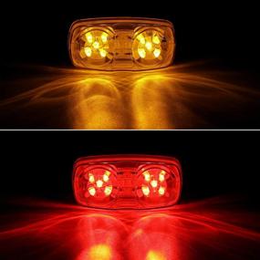 img 2 attached to 🚦 14-Pack of Double Bullseye LED Side Marker and Clearance Lights - 10 Diodes, Surface Mount, Sealed 2x4 Rectangle Tiger Eye Truck Trailer RV Camper LED Marker Lights, Waterproof 12V (7 Amber + 7 Red)