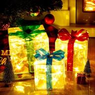 🎁 set of 3 christmas lighted gift boxes - 60 led warm white lights - perfect for indoor outdoor home yard holiday party xmas decorations - needostar логотип