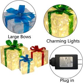 img 1 attached to 🎁 Set of 3 Christmas Lighted Gift Boxes - 60 LED Warm White Lights - Perfect for Indoor Outdoor Home Yard Holiday Party Xmas Decorations - Needostar