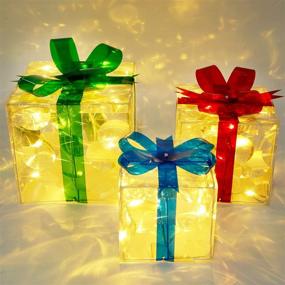 img 3 attached to 🎁 Set of 3 Christmas Lighted Gift Boxes - 60 LED Warm White Lights - Perfect for Indoor Outdoor Home Yard Holiday Party Xmas Decorations - Needostar