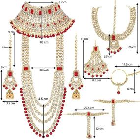img 1 attached to Aheli Ethnic Indian Traditional Kundan Bridal Jewelry Set - Bollywood Fashion with Choker, Earrings, Maang Tikka & Hathphool for Women