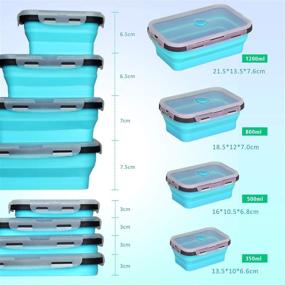 img 3 attached to 🍽️ 4-Pack of Collapsible Silicone Food Storage Containers - BPA-Free, Airtight Plastic Lids, Ideal for Leftovers - Blue, Perfect for Kitchen Organization