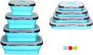 🍽️ 4-pack of collapsible silicone food storage containers - bpa-free, airtight plastic lids, ideal for leftovers - blue, perfect for kitchen organization logo