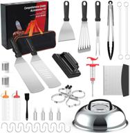 🔥 upgraded 36-piece griddle accessories set for blackstone and camp chef - spatula, scraper, griddle cleaning kit, carry bag for hibachi grill - ideal for men's outdoor bbq with meat injector logo