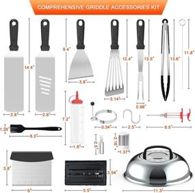 img 3 attached to 🔥 Upgraded 36-Piece Griddle Accessories Set for Blackstone and Camp Chef - Spatula, Scraper, Griddle Cleaning Kit, Carry Bag for Hibachi Grill - Ideal for Men's Outdoor BBQ with Meat Injector