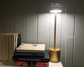 img 1 attached to 🔦 Portable Cordless Table Lamp with Rechargeable 6000mAh Battery, Metal Aluminum Housing, USB Powered LED Desk Lamp, 2 Levels Brightness Night Light for Restaurants, Bars, Garden, Patio, Bedroom, Outdoor (Gold)