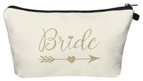 img 3 attached to 💄 Bridal Shower Makeup Bag Sets - Bride Bag, Maid of Honor Bag, Matron of Honor Bag, and 5 Bridesmaid Bags. Wedding Bachelorette Party Proposal Gifts with Cosmetic Pouches for Women