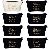 💄 bridal shower makeup bag sets - bride bag, maid of honor bag, matron of honor bag, and 5 bridesmaid bags. wedding bachelorette party proposal gifts with cosmetic pouches for women logo