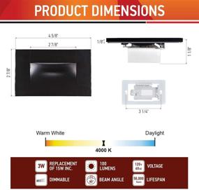 img 2 attached to 🔦 OSTWIN 3W Светодиодный светильник: Диммируемая внутренняя/наружная светильник для ступеней, освещение лестницы, 4000K яркий белый свет, корпус из стали, черное покрытие.