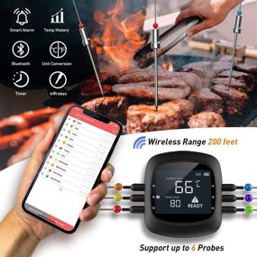 img 3 attached to 🔥 Bluetooth BBQ Thermometer with 4 Temperature Probes for Wireless Meat Monitoring during Grilling, Oven and Smoker Cooking