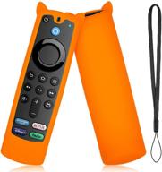 protective silicone cover for alexa voice remote - compatible with tv stick 3rd gen, tv stick lite, and tv stick 4k - vibrant orange with lanyard logo