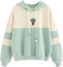 img 4 attached to 👚 SweatyRocks Women's Long Sleeve Colorblock Pullover Fleece Hoodie: The Stylish Sweatshirt Top to Keep You Cozy and Chic