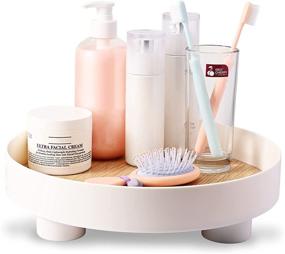 img 4 attached to 🛁 ANINUALE Round Bathroom Trays - Countertop Storage Vanity Tray Dispenser for Perfume, Cosmetics, Jewelry, Makeup - Sturdy Home Holder - Bathroom, Bedroom, Kitchen Food Organizer - Decorative Trays (White)