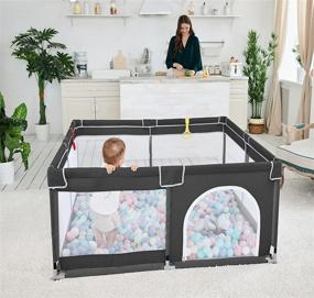 img 3 attached to 👶 Safe and Secure TODALE Baby Playpen for Toddlers, Large Play Yard to Prevent Climbing and Ensure Baby's Safety, Baby Gate Playpen with No Gaps (Black, 50”×50”)