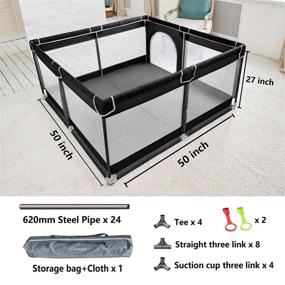 img 2 attached to 👶 Safe and Secure TODALE Baby Playpen for Toddlers, Large Play Yard to Prevent Climbing and Ensure Baby's Safety, Baby Gate Playpen with No Gaps (Black, 50”×50”)