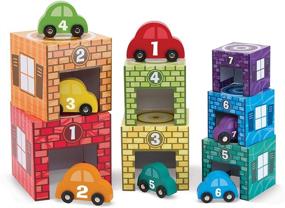 img 4 attached to 🏗️ Melissa & Doug Wooden Nesting and Sorting Garages with 7 Graduated Garages and 7 Stackable Cars