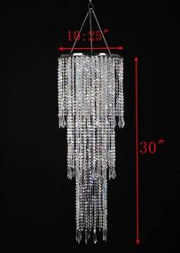 img 3 attached to Sparkling Iridescent Acrylic Beaded Chandelier with 3 Tiers and Acrylic Jewel Droplets - Ceiling Lampshade Pendant for Elegant Décor