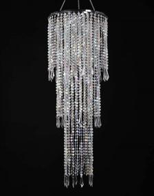 img 4 attached to Sparkling Iridescent Acrylic Beaded Chandelier with 3 Tiers and Acrylic Jewel Droplets - Ceiling Lampshade Pendant for Elegant Décor