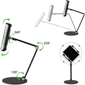 img 2 attached to 📱 Viozon Поворотный держатель для планшета 360 ° - Регулируемая высота и угол - Превосходный алюминиевый сплав длинная рука - Совместим с мобильными телефонами, планшетами, iPad от 4.5 до 13 дюймов - Черный