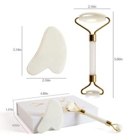 img 3 attached to 🌿 White Jade Roller and Gua Sha Set for Facial Massage – Beauty Tool for Relaxation, Blood Flow Stimulation, Wrinkle Reduction, and Muscle Relaxation