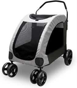 img 4 attached to Petbobi Large Pet Jogger Stroller: Breathable Animal Stroller with Storage Space and Easy Walk In/Out – Perfect for 2 Dogs, Travel up to 120 lbs