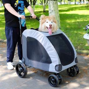 img 3 attached to Petbobi Large Pet Jogger Stroller: Breathable Animal Stroller with Storage Space and Easy Walk In/Out – Perfect for 2 Dogs, Travel up to 120 lbs