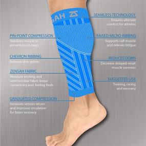 img 1 attached to 🦵 Zensah Calf and Shin Splint Compression Sleeve - Effective Treatment for Shin Splints and Calf Strains - Ideal for Running, Basketball, Tennis, Hiking, and Jogging - Single Shin Compression Sleeve