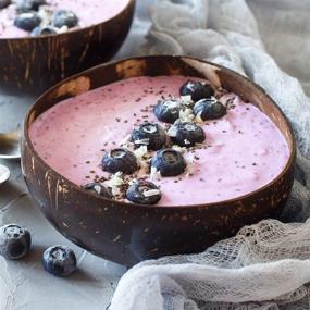 img 2 attached to 🌴 Набор "Rainforest Bowls Eco-Kitchen" 2 шт. - маленькие и крупные оригинальные кокосовые чаши + кокосовые деревянные приборы + бамбуковые соломинки - экологичные, 100% натуральные - подарок для зеленых кухонь без отходов