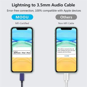 img 1 attached to 🔌 Сертифицированный MFi 6FT MOOU iPhone Aux кабель для автомобиля: переходник Lightning на 3,5 мм разъем для наушников Male Aux стерео аудио кабель, совместимый с iPhone 13/13 Pro Max/12/12Pro/12 Pro Max/11/11 Pro Max/X/XS/XR/8